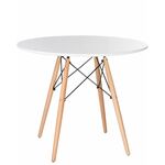 Стол обеденный DOBRIN CHELSEA`90, ножки светлый бук, цвет белый | Интернет магазин мебели и декора LifeDekor