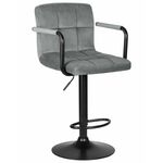Стул барный DOBRIN KRUGER ARM BLACK, серый велюр (MJ9-75) | Интернет магазин мебели и декора LifeDekor