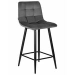 Стул полубарный DOBRIN OLIVIA, черные матовые ножки, темно-серый велюр (108-91) | Интернет магазин мебели и декора LifeDekor