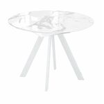 Стол DikLine SFC100 d1000 стекло Оптивайт Белый мрамор/подстолье белое | Интернет магазин мебели и декора LifeDekor