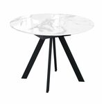 Стол DikLine SFC100 d1000 стекло Оптивайт Белый мрамор/подстолье черное | Интернет магазин мебели и декора LifeDekor