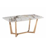 Стол обеденный Ланс Мат DT-2852L,180х90х75 см, белый мрамор/матовое золото | Интернет магазин мебели и декора LifeDekor