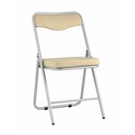 Складной стул Джонни экокожа кремовый каркас металлик | Интернет магазин мебели и декора LifeDekor
