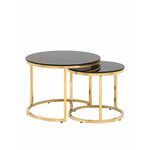 Набор журнальных столиков Селена 60 и 45 см стекло черный мрамор сталь золото | Интернет магазин мебели и декора LifeDekor