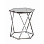 Журнальный столик Круз 48*42 стекло smoke сталь темный хром | Интернет магазин мебели и декора LifeDekor