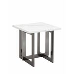Журнальный столик Нэйтан 61*61 белый мрамор сталь темный хром | Интернет магазин мебели и декора LifeDekor