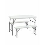 Комплект стола и двух скамеек Кейт белый | Интернет магазин мебели и декора LifeDekor