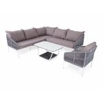 "Канны" модульная угловая лаунж-зона из роупа (веревки), цвет светло-серый | Интернет магазин мебели и декора LifeDekor