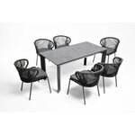 "Венето" обеденная группа на 6 персон со стульями "Милан", каркас темно-серый, роуп темно-серый | Интернет магазин мебели и декора LifeDekor