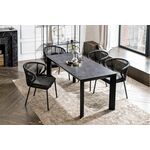 "Венето" обеденная группа на 4 персоны со стульями "Милан", каркас темно-серый, роуп темно-серый | Интернет магазин мебели и декора LifeDekor