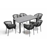 "Венето" обеденная группа на 6 персон со стульями "Марсель", каркас темно-серый, роуп темно-серый | Интернет магазин мебели и декора LifeDekor