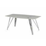 Стол обеденный Соар-2 F-1690,180х90х76 см, бело-серая керамика/хром серебро | Интернет магазин мебели и декора LifeDekor