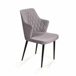Стул с подлокотниками Hunt ромб, бархат светло-серый 26 / чёрный конус | Интернет магазин мебели и декора LifeDekor