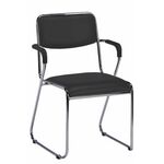 Кресло для посетителей Everprof Fix Plus Chrome Экокожа Черный | Интернет магазин мебели и декора LifeDekor