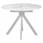 Стол Rudolf круглый раскладной 100-130x100x75см, белый мрамор, белый | Интернет магазин мебели и декора LifeDekor