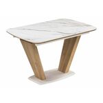Стол стеклянный Петир 120(160)х80х75 gilt white / дуб монтана | Интернет магазин мебели и декора LifeDekor