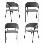 Комплект из 4-х стульев Turin серый вельвет с чёрными ножками | Интернет магазин мебели и декора LifeDekor