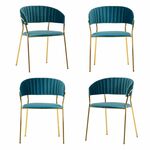 Комплект из 4-х стульев Turin бирюзовый с золотыми ножками | Интернет магазин мебели и декора LifeDekor