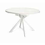 Стол овальный керамический Avilon 110-155*90*76 белый мрамор/белый | Интернет магазин мебели и декора LifeDekor