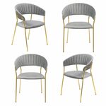 Комплект из 4-х стульев Turin серый, золотые ножки | Интернет магазин мебели и декора LifeDekor