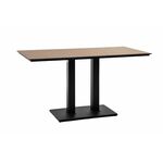 "Каффе" обеденный стол из HPL 140х70см, цвет "дуб", подстолье двойное черное чугун | Интернет магазин мебели и декора LifeDekor