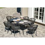 "Малага" обеденная группа на 6 персон со стульями "Марсель", каркас темно-серый, роуп темно-серый | Интернет магазин мебели и декора LifeDekor