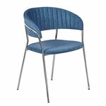 Стул Turin синий вельвет с хромированными ножками | Интернет магазин мебели и декора LifeDekor