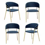 Комплект из 4-х стульев Turin синий, золотые ножки | Интернет магазин мебели и декора LifeDekor