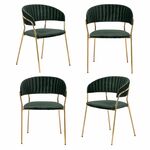 Комплект из 4-х стульев Turin зеленый, золотые ножки | Интернет магазин мебели и декора LifeDekor