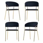 Комплект из 4-х стульев Turin чёрный с золотыми ножками | Интернет магазин мебели и декора LifeDekor