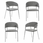 Комплект из 4-х стульев Turin серый вельвет с хромированными ножками | Интернет магазин мебели и декора LifeDekor