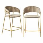 Комплект из 2-х стульев полубарных Turin латте с золотыми ножками | Интернет магазин мебели и декора LifeDekor