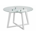 Стол журнальный Рилле 445 белый/стекло прозрачное (круг) | Интернет магазин мебели и декора LifeDekor