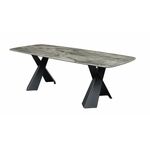 Стол DikLine KY220 керамика серый мрамор С20 глянец/опоры черные | Интернет магазин мебели и декора LifeDekor