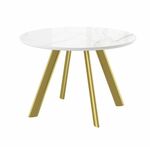 Cтол с керамическим покрытием RONDY-116 (beldia bianco gloss premium cer/золото) D116 | Интернет магазин мебели и декора LifeDekor