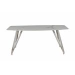 Стол обеденный Соар-2 F-1690,160х90х76 см, бело-серая керамика/хром серебро | Интернет магазин мебели и декора LifeDekor