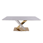 Стол обеденный Интерно Гранд MC3042-200WH, 200х100х75 см, белый мрамор/золото | Интернет магазин мебели и декора LifeDekor