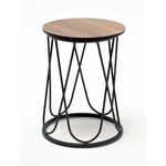 "Перу" журнальный стол из HPL круглый Ø40 H55, каркас из алюминия темно-серый (RAL 7024) муар, цвет столешницы "дуб" | Интернет магазин мебели и декора LifeDekor