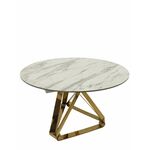 Стол обеденный раскладной Рондо Голд MC8239-120W, 120(+30+30)х76 см, белая керамика/золото | Интернет магазин мебели и декора LifeDekor