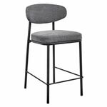 Стул полубарный Lucas 2 серый шенилл с чёрными ножками | Интернет магазин мебели и декора LifeDekor