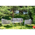 "Форли" лаунж-зона 4-местная плетеная из роупа (веревки), каркас алюминиевый светло-серый, роуп серо-коричневый | Интернет магазин мебели и декора LifeDekor