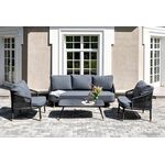 "Лугано" лаунж-зона 5-местная плетеная из роупа (веревки), каркас алюминиевый темно-серый, роуп темно-серый | Интернет магазин мебели и декора LifeDekor