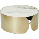 Стол журнальный BRANT KL-188 Контрастный мрамор матовый, итальянская керамика/ Шампань, ®DISAUR | Интернет магазин мебели и декора LifeDekor