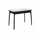 Стол DikLine MK40 Керамика Белый мрамор/подстолье черное/опоры черные | Интернет магазин мебели и декора LifeDekor