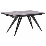 Стол стеклянный Дарвин 140(200)х80 серый мрамор / черный | Интернет магазин мебели и декора LifeDekor