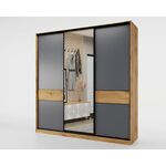 Шкаф-купе SLIM,184*60, Дуб вотан, Серый с зеркалом | Интернет магазин мебели и декора LifeDekor