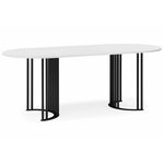 Стол деревянный Хьюго О 180 х 90 белая шагрень пленка / черные ноги | Интернет магазин мебели и декора LifeDekor