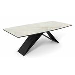 Стол DikLine SKY220 Керамика Ostra Bianco (мрамор глянец белый)/подстолье черное/опоры черные (2 уп.) | Интернет магазин мебели и декора LifeDekor