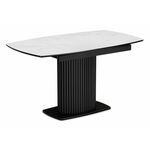 Стол стеклянный Фестер 140(180)х80 кристл статуарио / черный | Интернет магазин мебели и декора LifeDekor