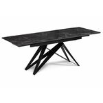 Стол стеклянный Блэкберн 140(200)х80 черный мрамор / черная пленка / черный | Интернет магазин мебели и декора LifeDekor